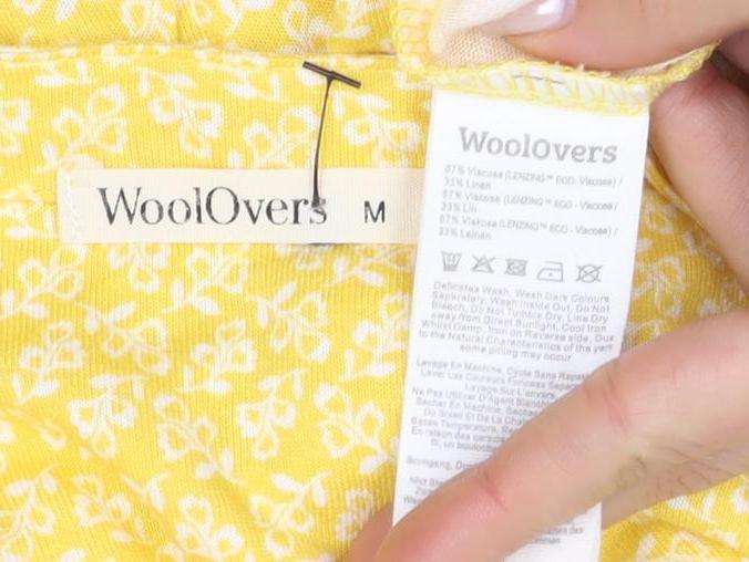 WoolOvers Women's Yellow Floral Blouse Medium