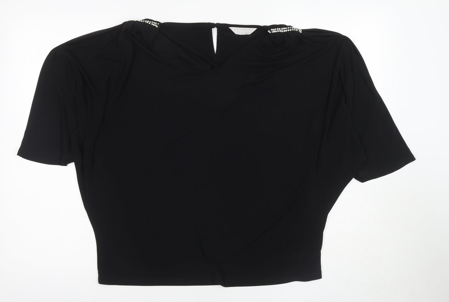 Colebrooke Women's Black Blouse M Beaded Dolman Sleeves