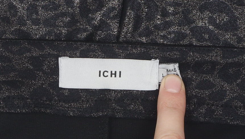 ICHI Women's Black Animal Print Pencil Skirt L