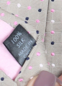 Thomas Nash Men's Beige Silk Polka Dot Tie, One Size