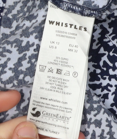 Whistles Women's Blue Patterned Blouse UK 12