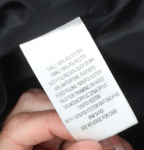 Calvin Klein Women's Black Long Puffer Jacket Hooded M