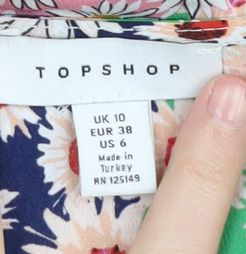 Topshop Women's Multicoloured Floral Wrap Blouse Size 10