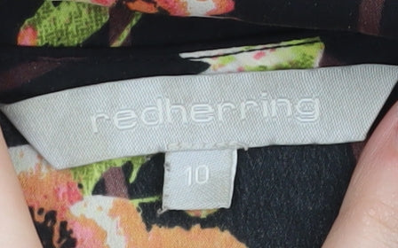 Red Herring Women's Black Floral Blouse, Size 10