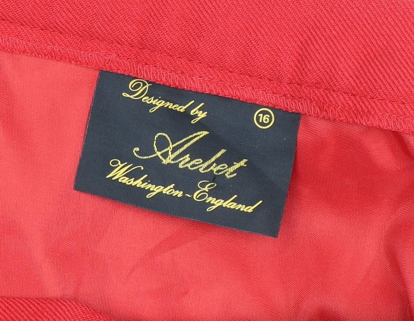 Arebet Women's Red Knee Length Pencil Skirt, Size 16