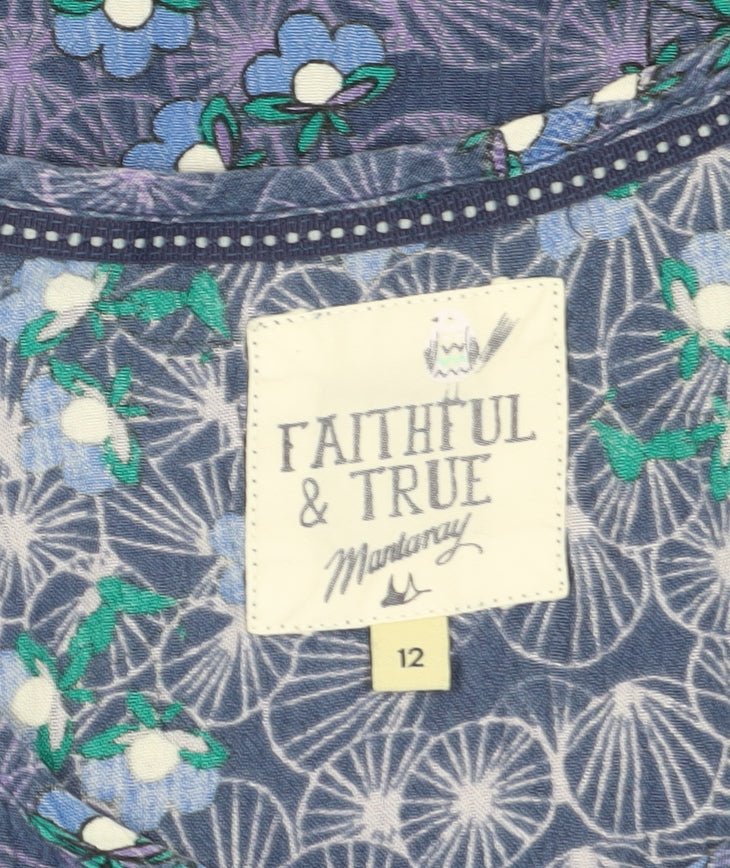 Faithful & True Women's Blue Floral Blouse Size 12