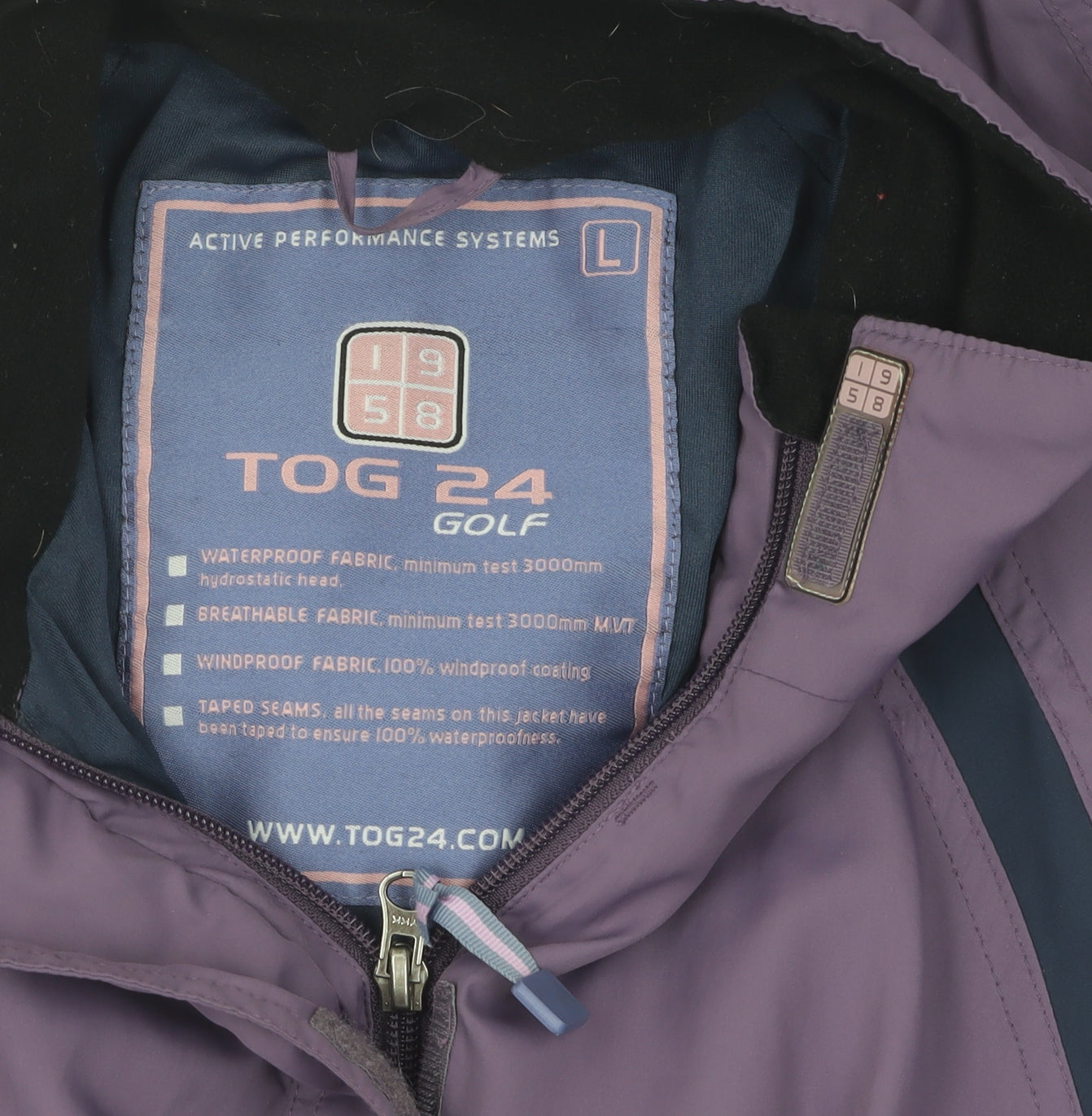 TOG 24 Unisex Purple Windbreaker Jacket L, Waterproof