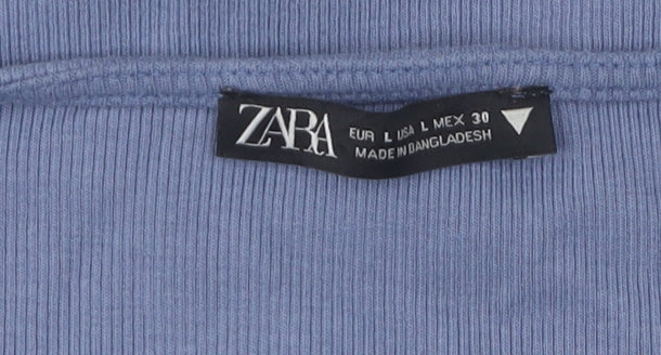 Zara Women’s Blue Cropped Long Sleeve Blouse