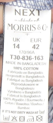 Next Women's Blue Floral Blouse, Size 14, Short Sleeve