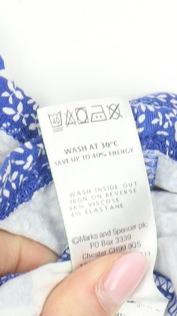Marks and Spencer Women's Blue Floral Tunic Blouse Size 14