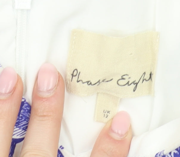 Phase Eight Women's White Floral Shift Dress, Size 12