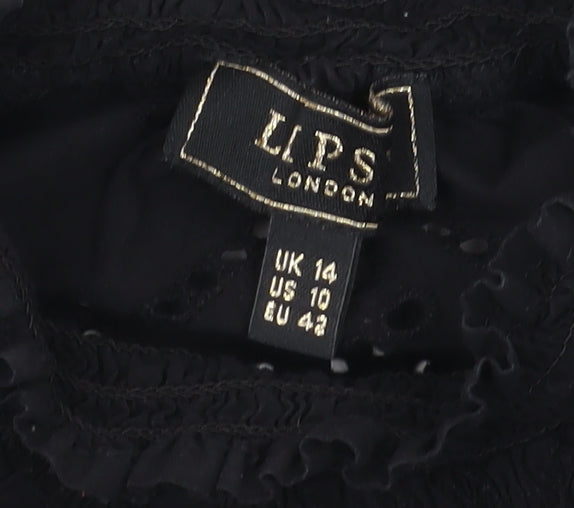 L.P.S London Women's Black High Neck Blouse Size 14