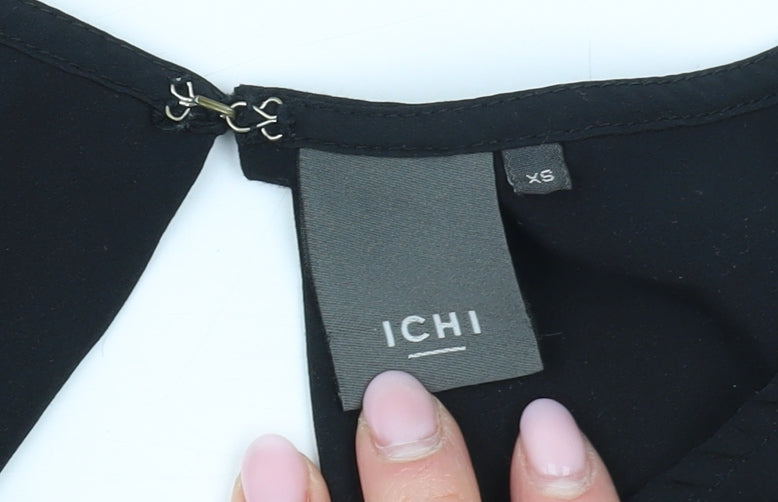 ICHI Women's Black Lace Accent Sleeveless Blouse XS