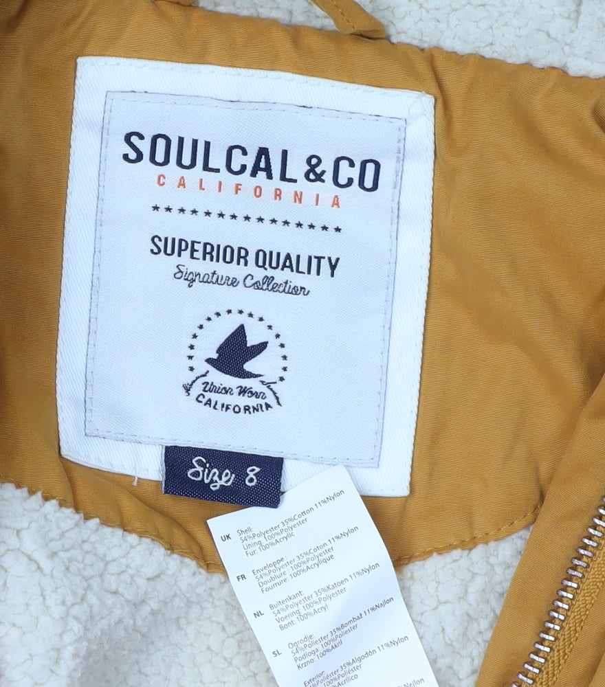 SoulCal & Co Women's Orange Parka Coat, Size 8, Hooded