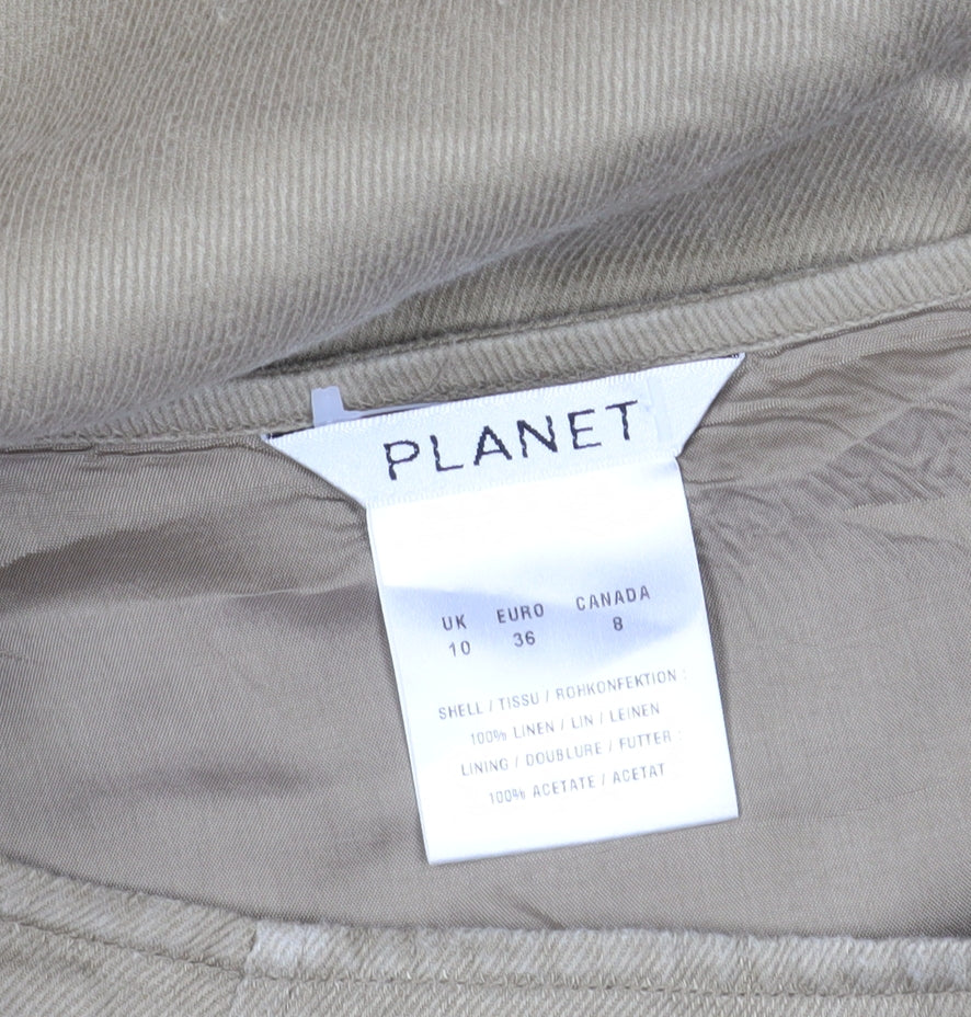 Planet Women’s Beige Linen Flare Skirt with Embroidery