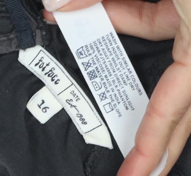 Fat Face Women's Black Floral Tunic Blouse, Size 16