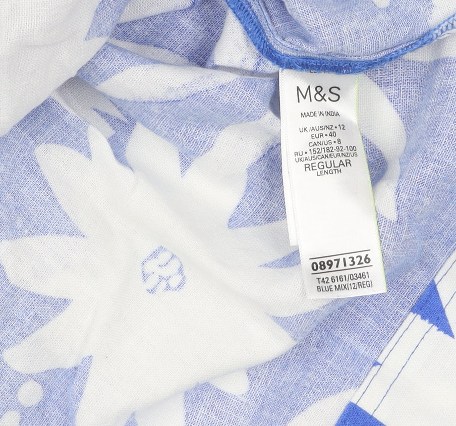 Marks and Spencer Women's Blue Floral Dress Size 12
