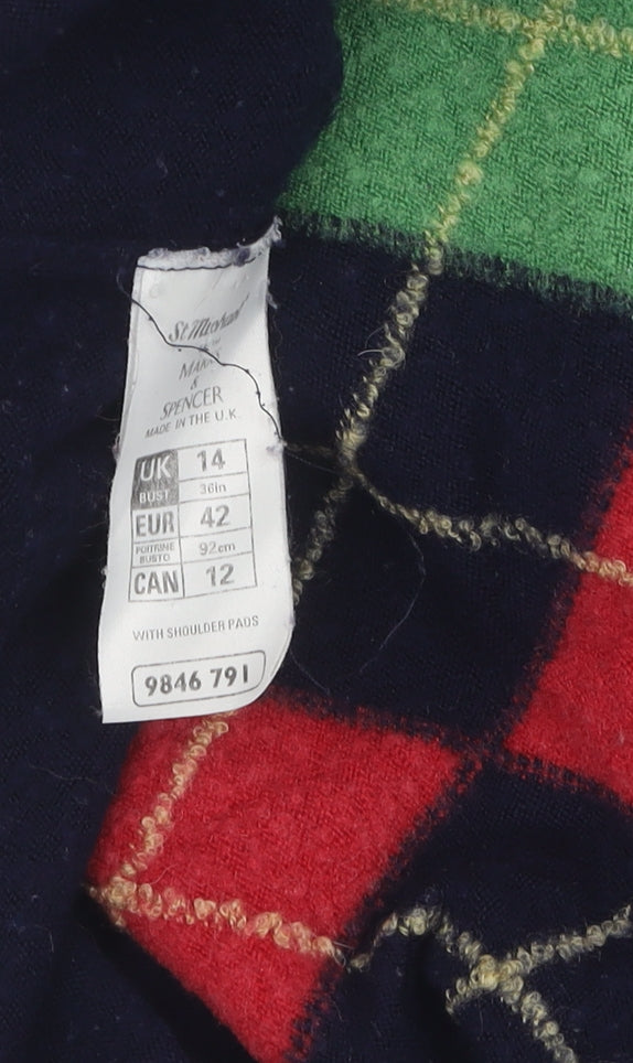 Marks and Spencer Women's Multicoloured Argyle Pullover, Size 14