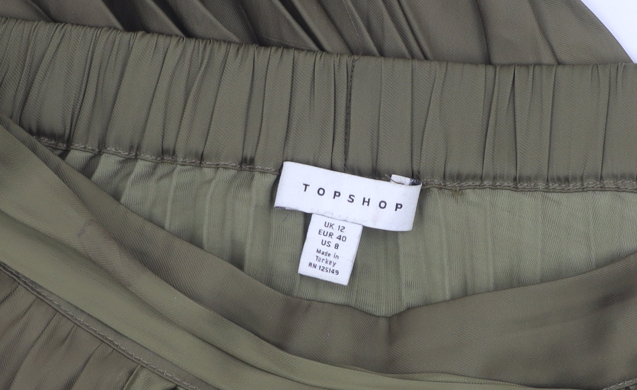 Topshop Women's Green Pleated Skirt Size 12
