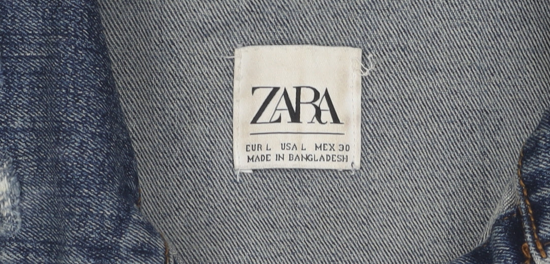 Zara Women's Blue Denim Jacket Size 14 Casual Style