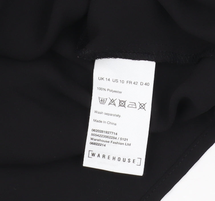 Warehouse Women's Black Blouse, Size 14, Flared Sleeve