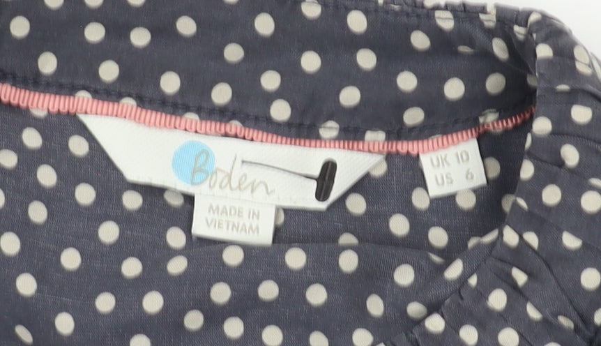 Boden Women's Black Polka Dot Blouse Size 10