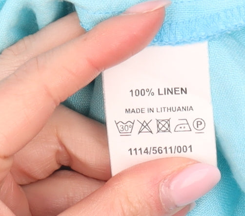 EAST Women's Blue Linen Flare Skirt - Size 12