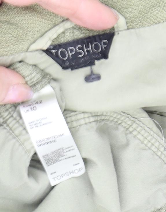 Topshop Women's Green Military Jacket Size 14