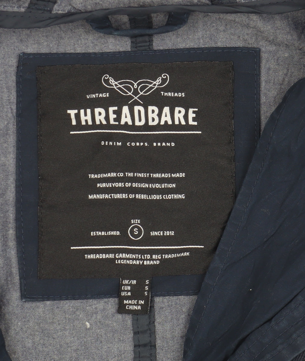 Threadbare Unisex Blue Parka Jacket S Hooded Casual