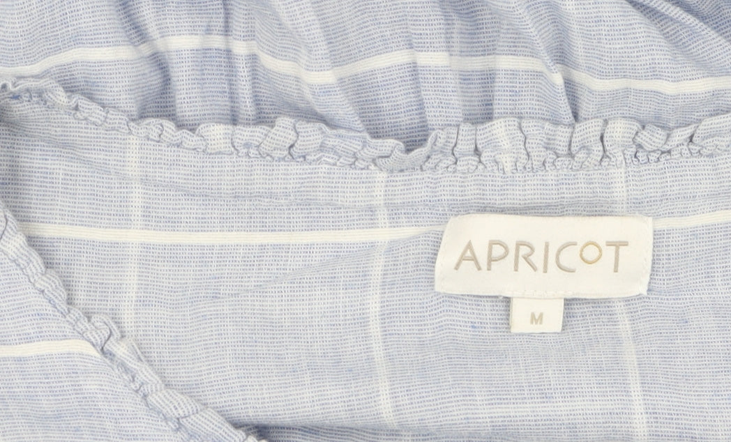 Apricot Women's Blue Check Blouse M Round Neck Casual