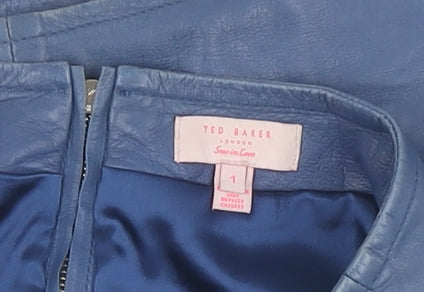 Ted Baker Women's Blue Leather Pencil Skirt XS