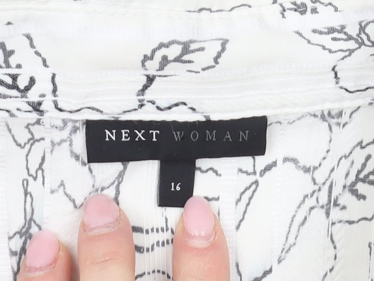 Next Women’s White Floral Blouse Short Sleeve Size 16