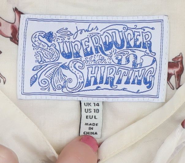 Joules Women Ivory Animal Print Blouse Size 14