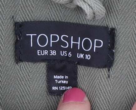 Topshop Women's Green Military Jacket Size UK 10