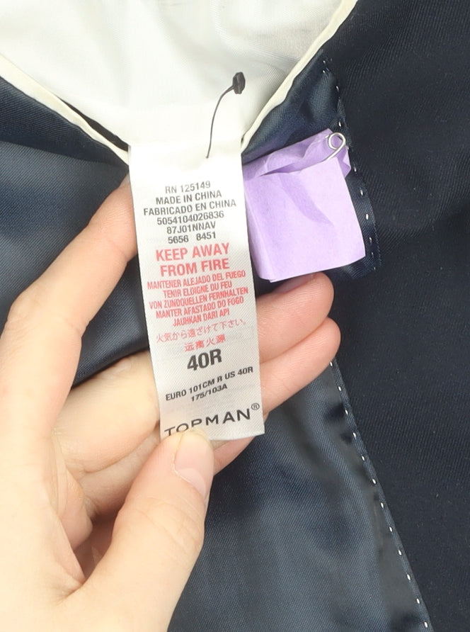 Topman Men's Black Blazer - Size 40, Skinny Fit