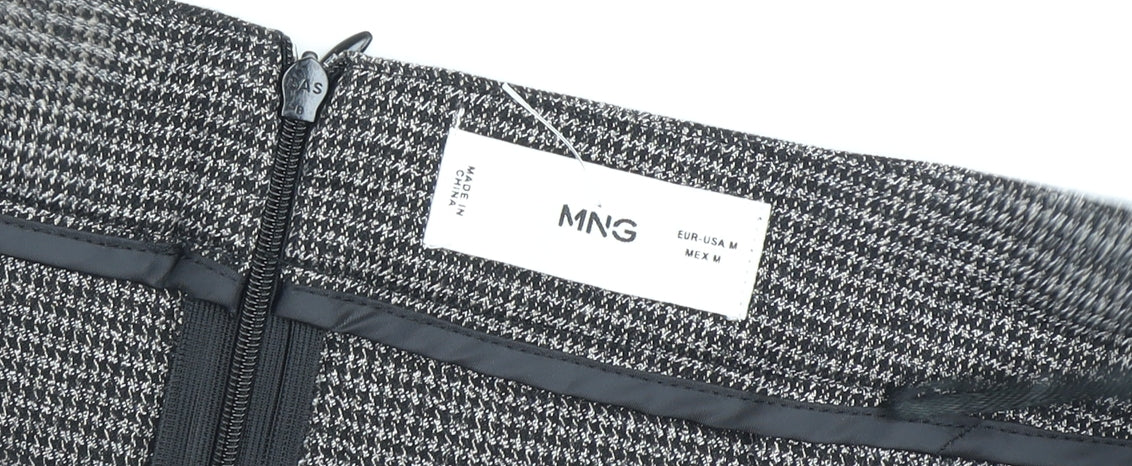 MNG Women's Grey Short Pleated Tweed Skirt M