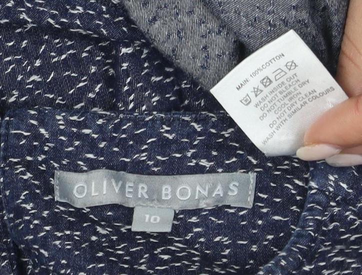 Oliver Bonas Women's Blue Geometric Top Size 10