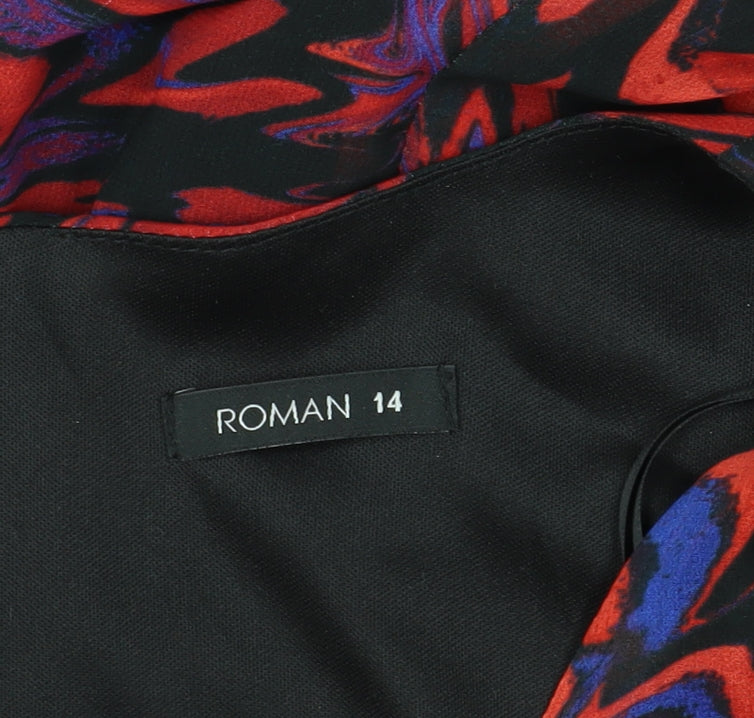 Roman Women's Red Abstract Wrap Dress - Size 14