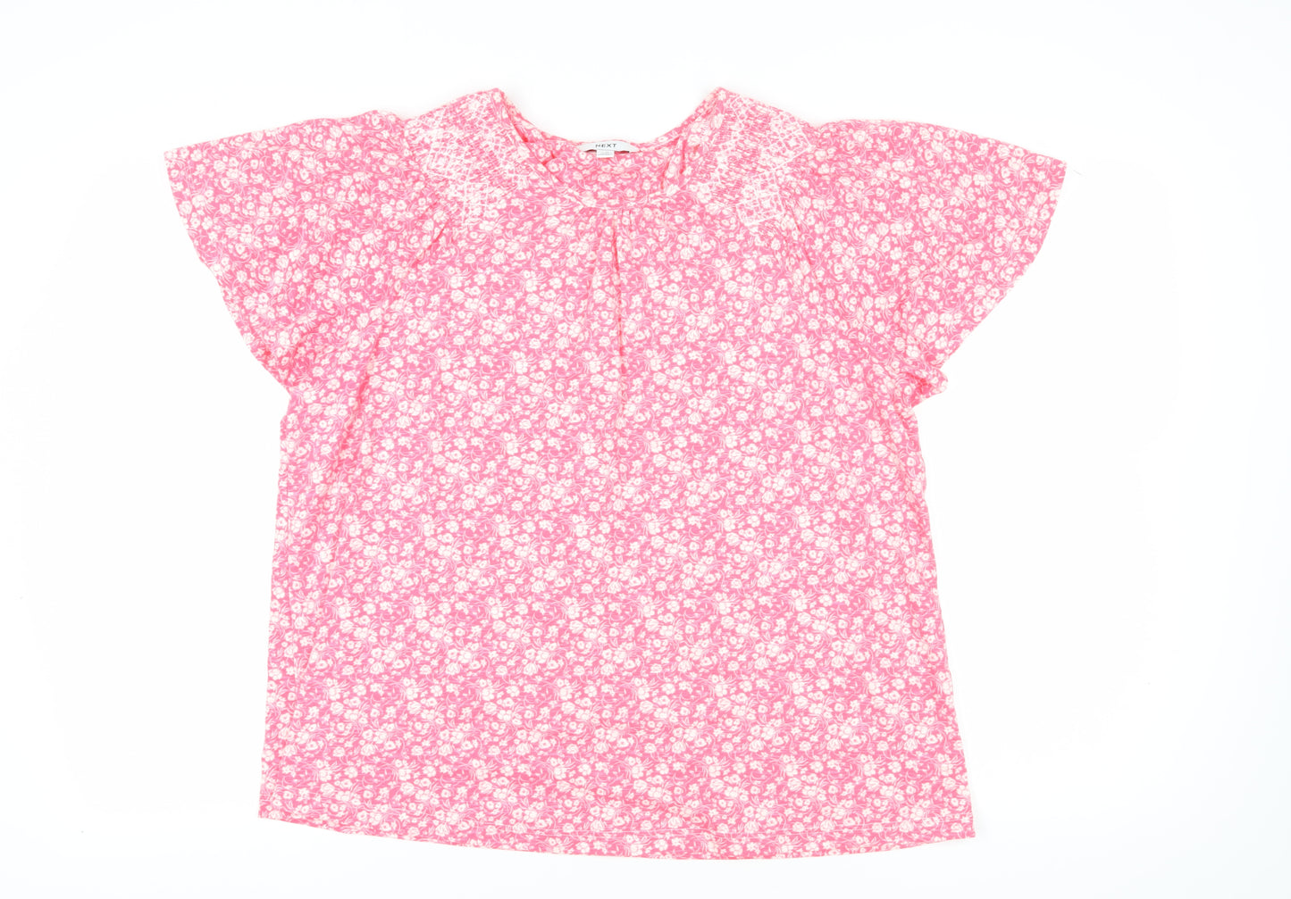 Next Women's Pink Floral Blouse - Size 18, Cotton