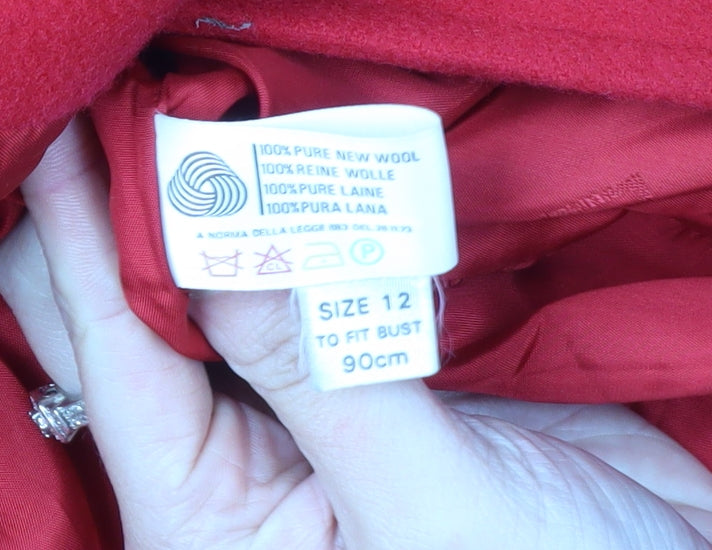 DAKS Women's Red Wool Pea Coat Size 12