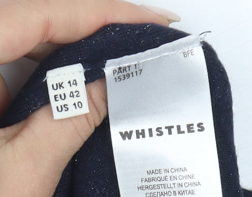 Whistles Women's Blue Shift Dress Size 14 - Casual Elegance