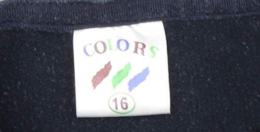 Colors Women Blue Hooded Jacket Size 16 Embroidered Casual