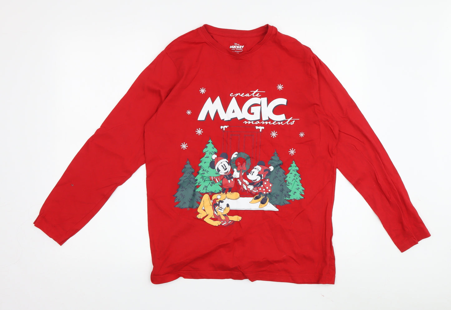 Primark Girls Red Mickey Mouse Long Sleeve Pyjama Top 12-13 Years