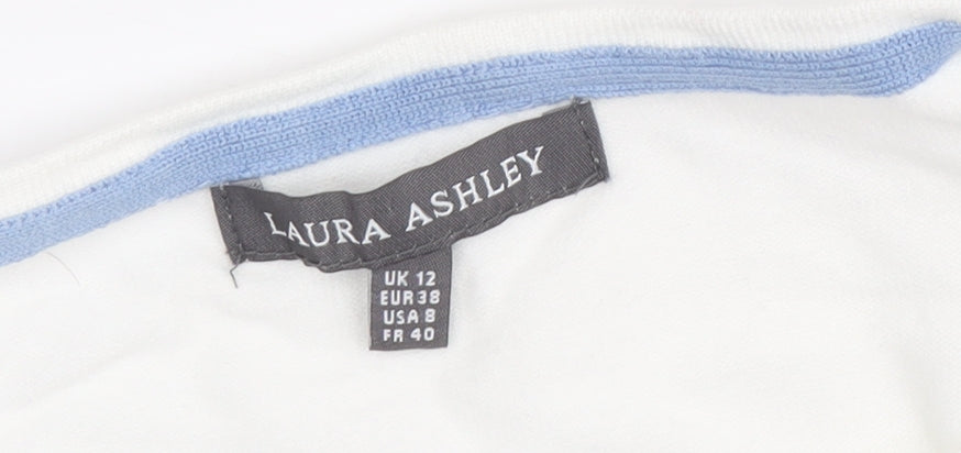 Laura Ashley Women's Blue Striped Pullover Jumper, Size 12