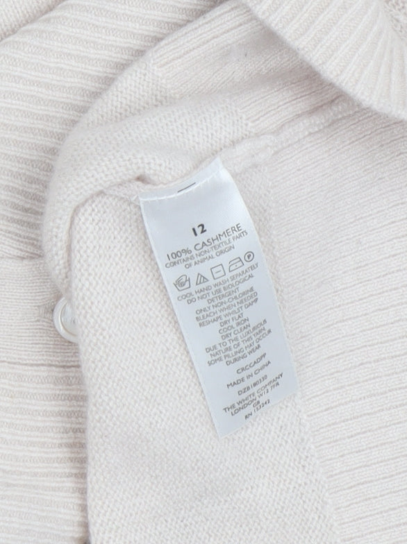 The White Company Women's Ivory Cashmere Cardigan Size 12
