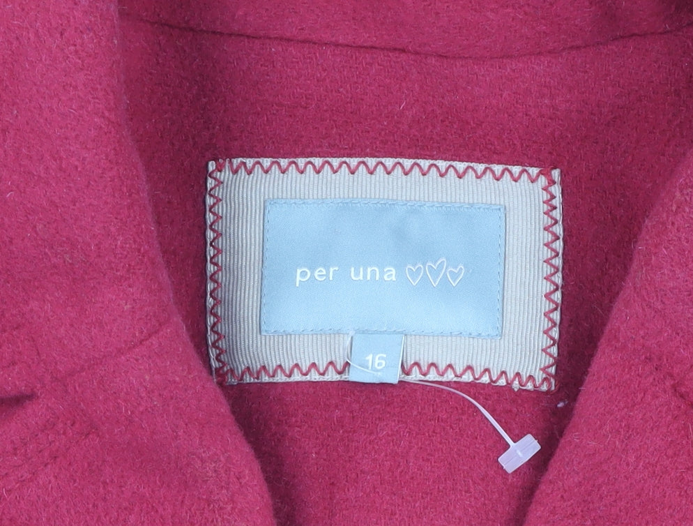Marks and Spencer Women's Red Wool Pea Coat Size 16