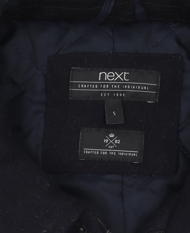 Next Men's Black Wool Duffle Coat, Size S, Mid-Length