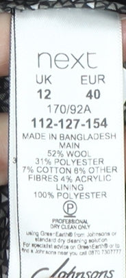 Next Women's Black Wool Blend Pea Coat Size 12