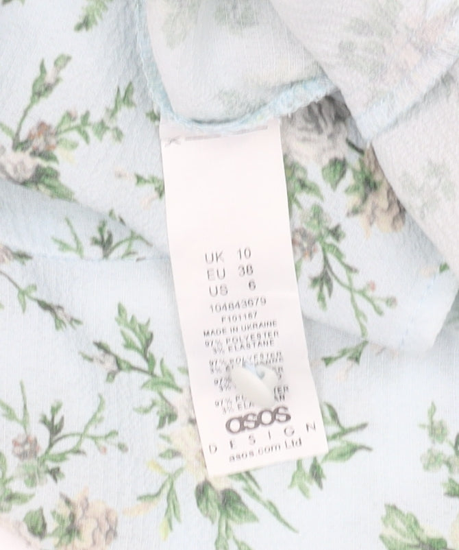 ASOS Design Floral Wrap Blouse, Women’s 10, Multicoloured