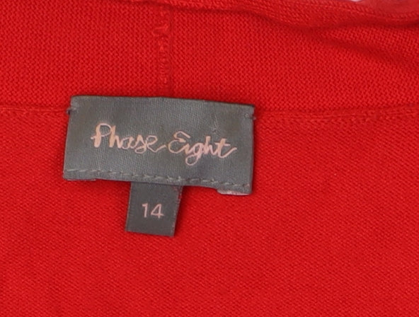 Phase Eight Red Wrap V-Neck Jumper Size 14 for Women